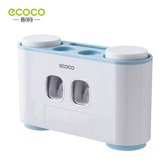 ECOCO Toothbrush Holder Auto Squeezing Toothpaste Dispenser Wall-Mount Toothbrush Toothpaste Cup Storage Bathroom Accessories